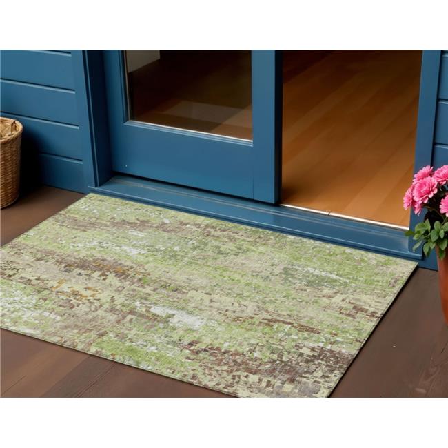 HomeRoots 640568 3 x 5 ft. Green Tan & Ivory Abstract Washable Transitional I...