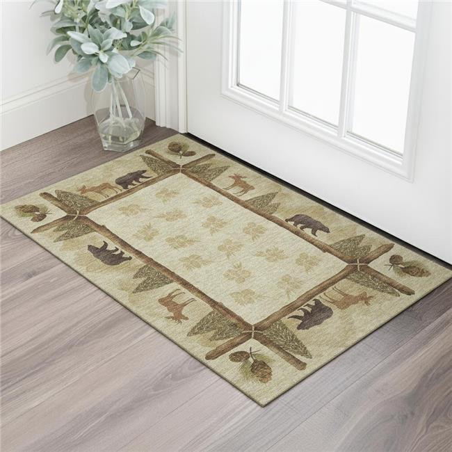 HomeRoots 645332 3 x 5 ft. Brown Beige & Rust Animal Print Lodge Washable Mac...