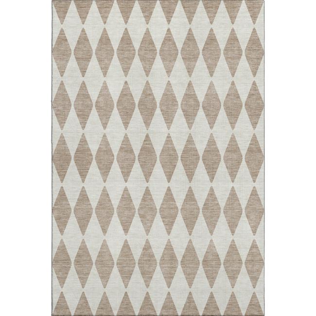 HomeRoots 650129 3 x 5 ft. Taupe & Ivory Diamond Washable Machine Made Rectan...