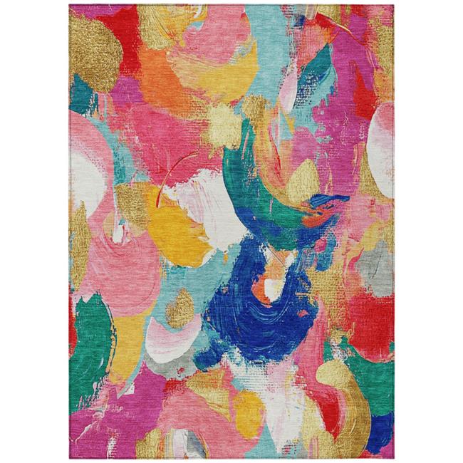 HomeRoots 627563 3 x 5 ft. Blush Gold & Teal Blue Abstract Washable Transitio...