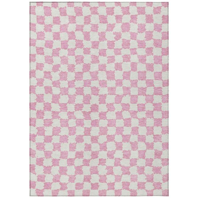 HomeRoots 627224 3 x 5 ft. Pink & Ivory Geometric Washable Transitional Indoo...
