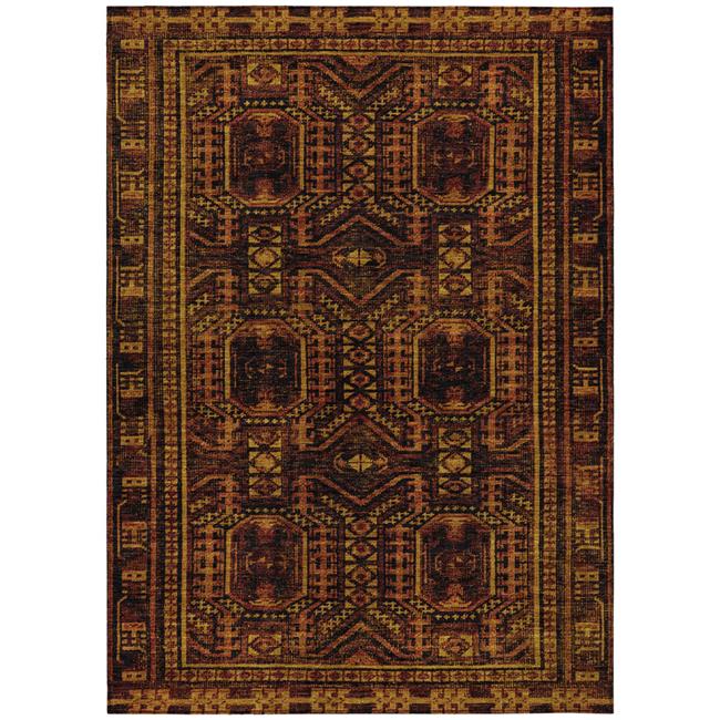 3x5 ft. Rust & Gold Geometric Washable Transitional Indoor & Outdoor Rectangl...