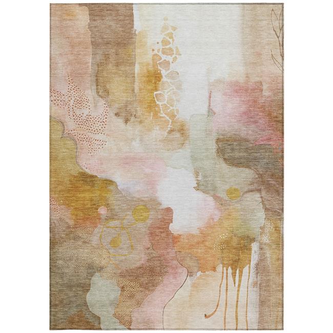 HomeRoots 629305 3 x 5 ft. Mauve Copper & Ivory Abstract Washable Transitiona...