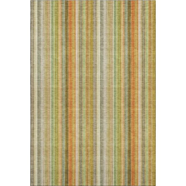 HomeRoots 648389 3 x 5 ft. Khaki Orange & Beige Striped Washable Machine Made...