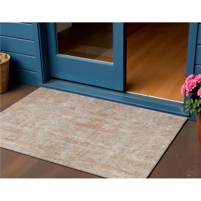 HomeRoots 658711 3 x 5 ft. Beige & Salmon Abstract Washable Transitional Indo...