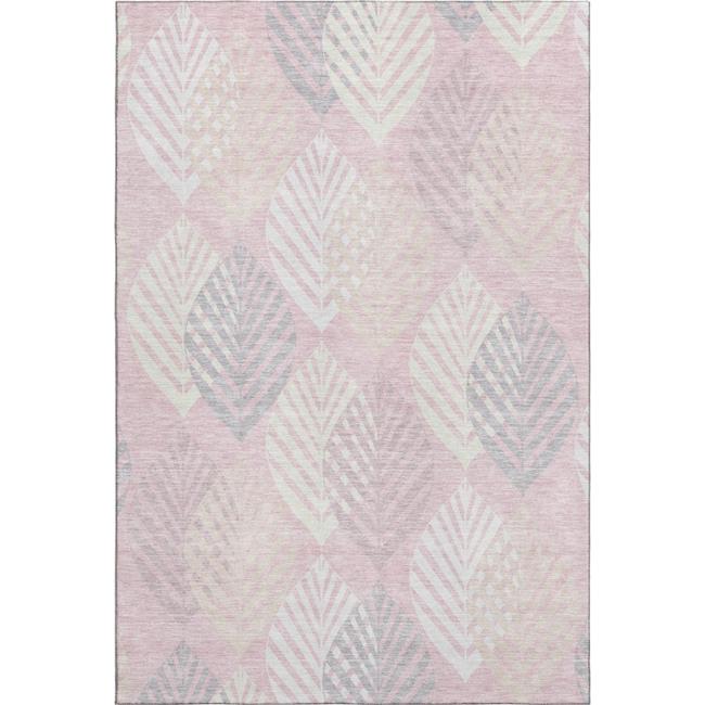 3x5 ft. Pink Ivory & Blue Floral Washable Machine Made Rectangle Area Rug wit...