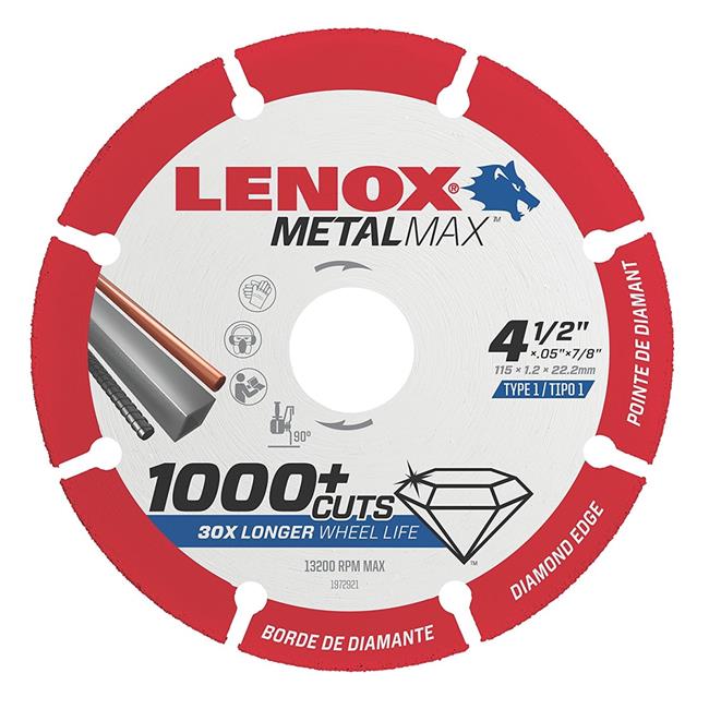 Lenox 433-1972921 4.5 in. x 0.875 in. Metal Max Die Angle Grinder Diamond Cut...