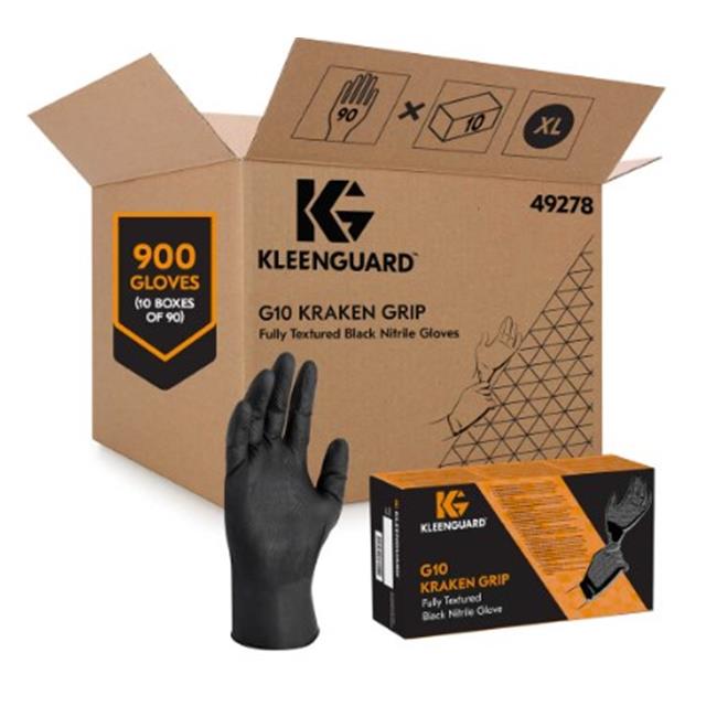 Kleenguard 412-49278 Black Fully Textured Nitrile Gloves  Extra Large - 90 count