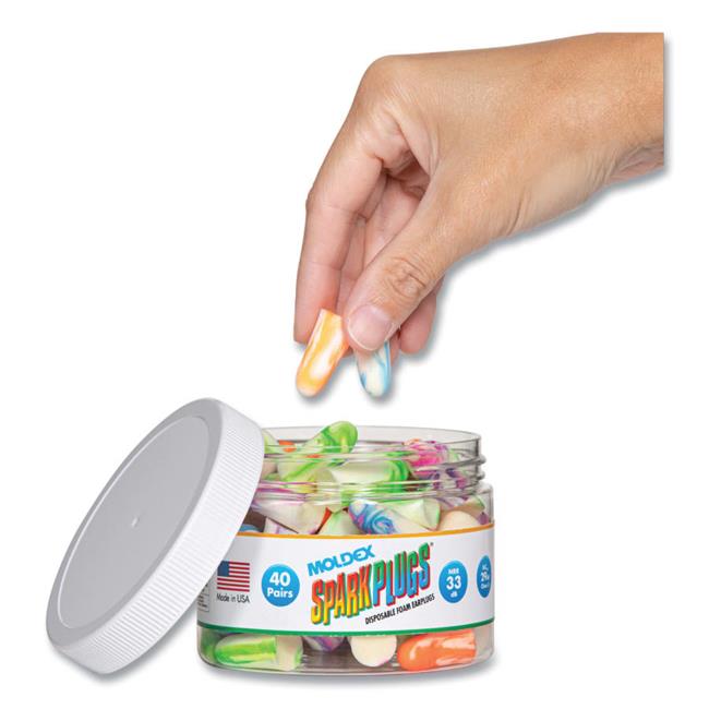 Moldex 507-6684 Professional Sparkplugs Earplugs with Canister  Assorted Colo...