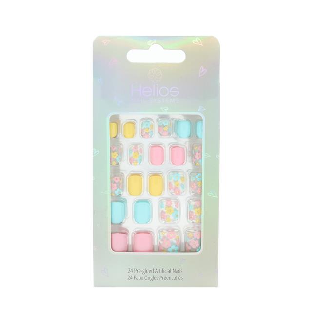 Helios PW3D1594 Kids Artificial Nails  Pastel Flowers