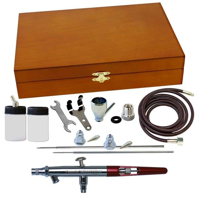 Paasche Airbrush MIL-3WC Wood Box Set with Mil All Three Heads