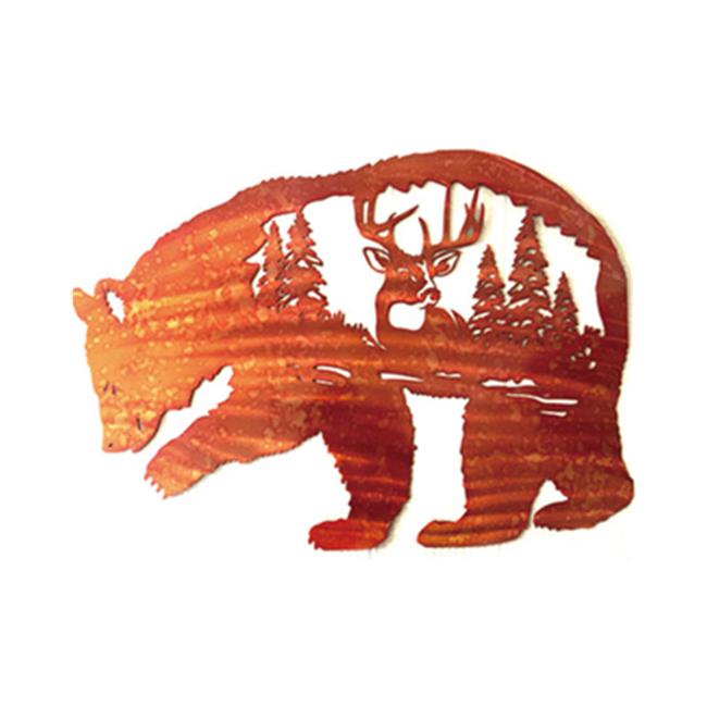 Peterson Artwares PH1702 Bear and Stag Metal Wall Art  Rust