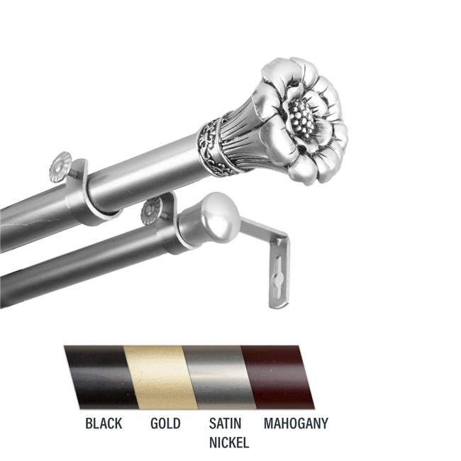 Central Design 100-02-285-D Flora 1 in. Double Curtain Rod  28-48 in. - Satin...