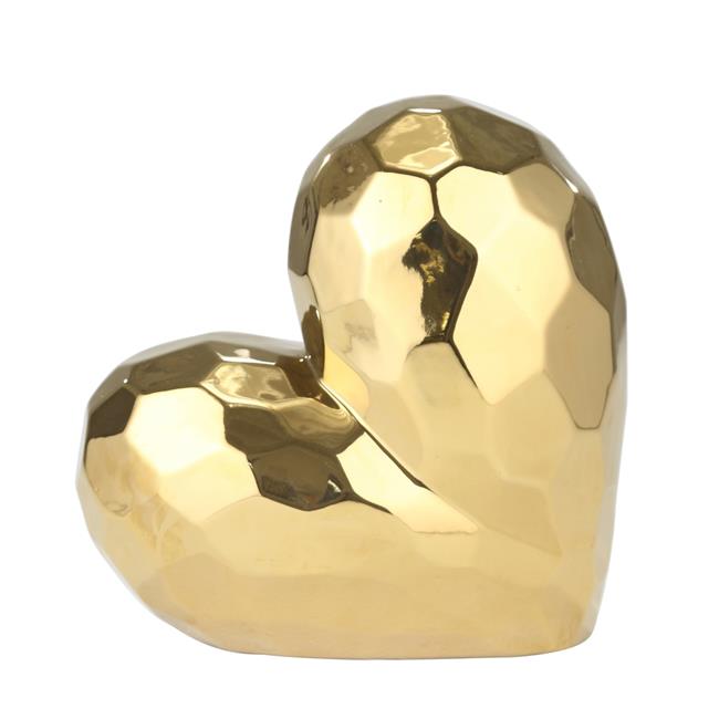 Sagebrook Home 13216-02 7.75 in. Ceramic Heart Decor Gold