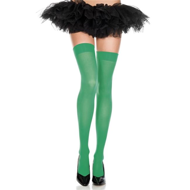 Opaque Thigh High Stockings  Kelly Green
