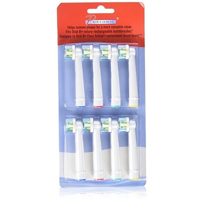 PURSONIC Floss Action Replacement Brush Heads for Oral B - Pack of 8