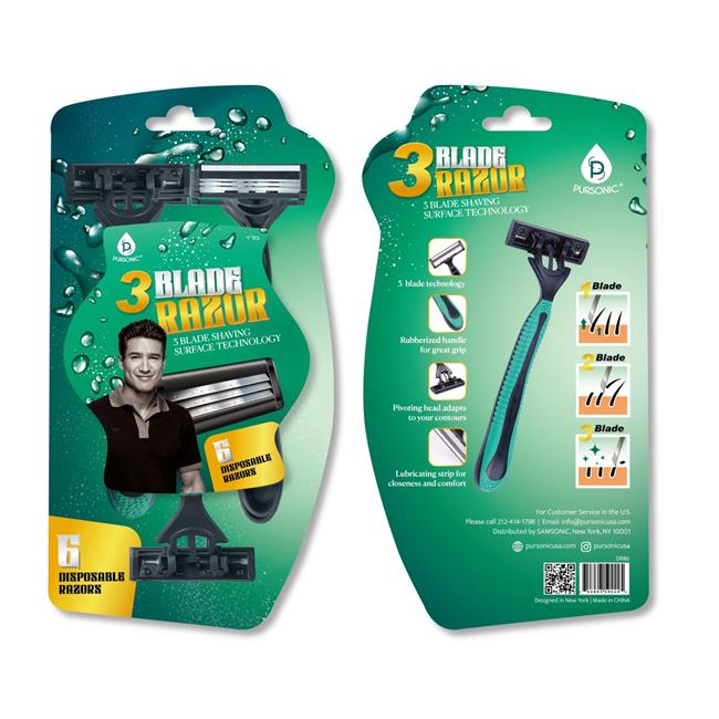 Mario Lopez DRB6BE-GN- 2 PACKS 12 Disposable Razors Blue