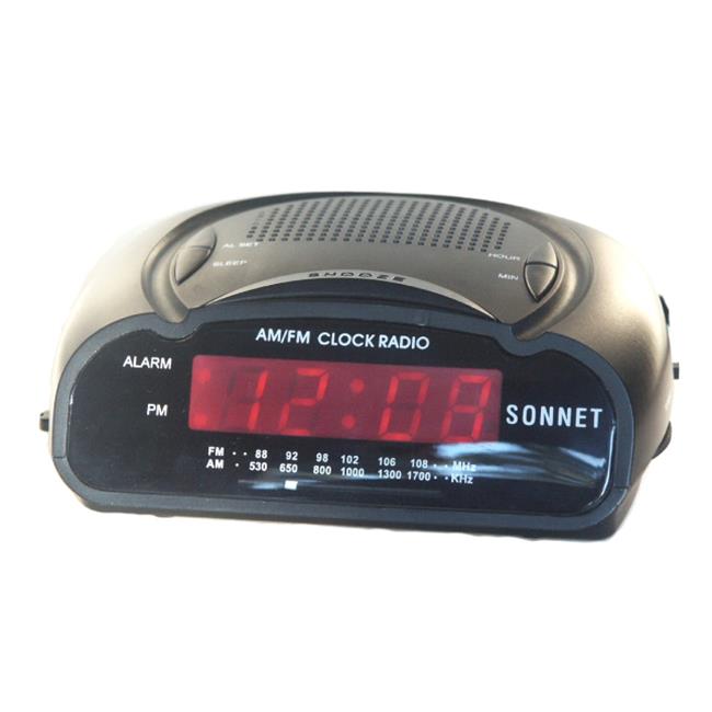 Sonnet Industries R-1662B Compact Radio Clock  Black