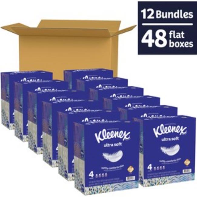 Kimberly-Clark KCC54308CT Ultra Soft Facial Tissues  White - Pack of 12