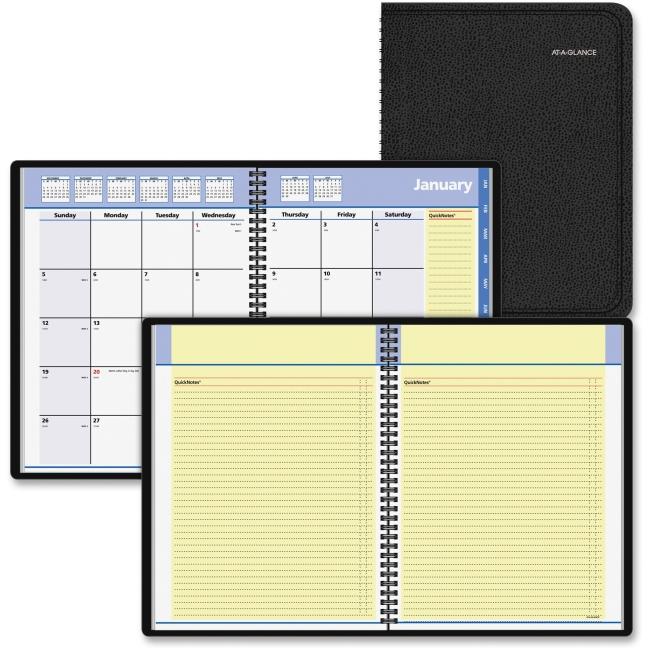 At A Glance AAG760605 8 x 11 in. QuickNotes Monthly Planner  Simulated Leathe...
