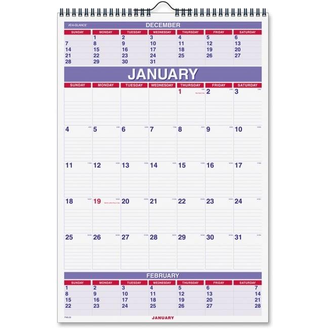 At A Glance AAGPM628 16 x 23 in. 3-Month Wall Calendar