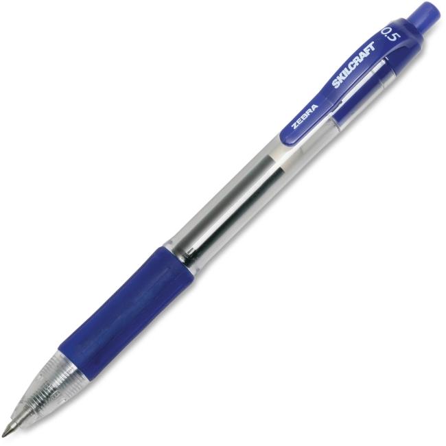 Skilcraft NSN6473134 Zebra Fine Point Retractable Gel Pen  Blue