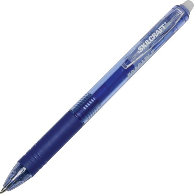 Skilcraft NSN6580691 0.7 mm Erasable Gel Stick Pen - Blue