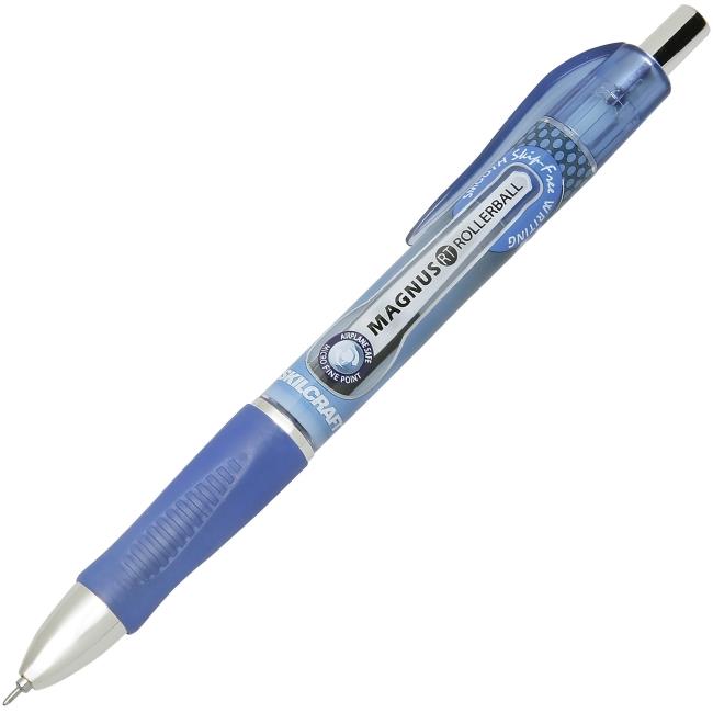 Skilcraft NSN6539299 0.7 mm Retractable Rollerball Pen  Magnus - Blue