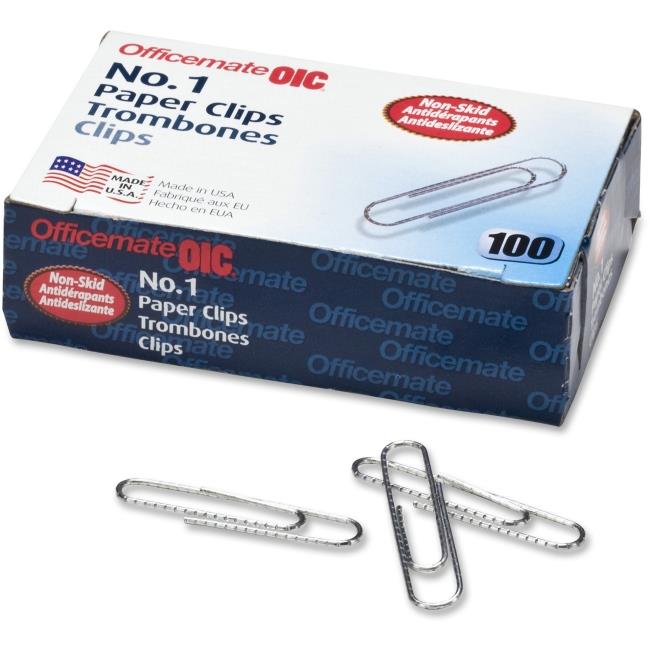 OIC OIC99912 No.1 Gem Steel Non-Skid Paper Clips - Silver