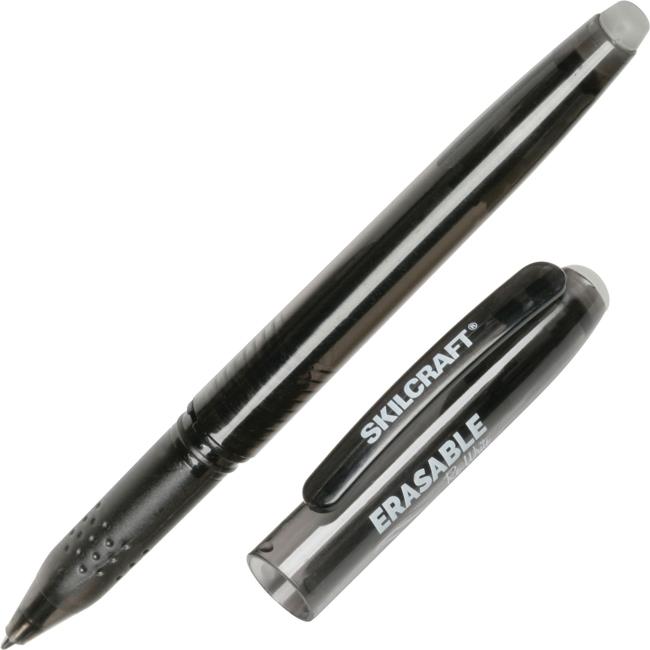 Skilcraft NSN6580390 0.5 mm Erasable Gel Stick Pen - Black