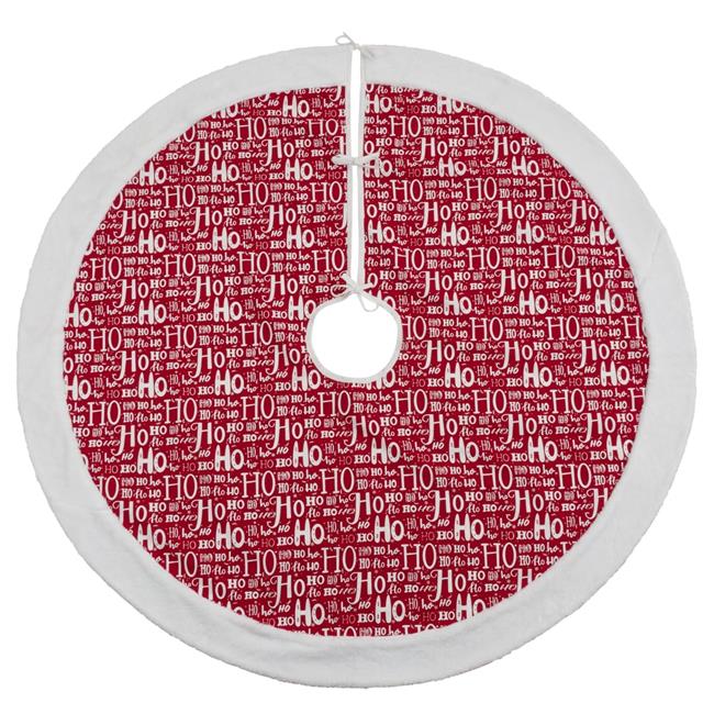 SARO 2525.R72R 72 in. Round Red Ho Ho Ho Christmas Tree Skirt