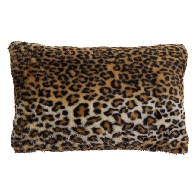SARO 7406.BR1220BP 12 x 20 in. Oblong Brown Cheetah Print Faux Fur Throw Pill...