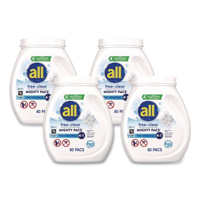 Dial DIA47508 Mighty Pacs Free Clear Laundry Detergent 80 Pods - 4 Count