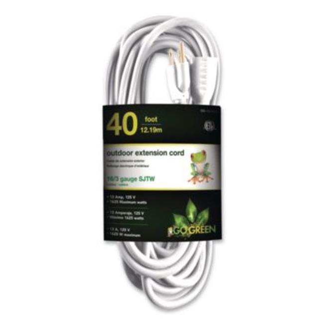 Go Green Power GGPGG13740WH 40 ft. 13A 16 AWG Outdoor Extension Cord White