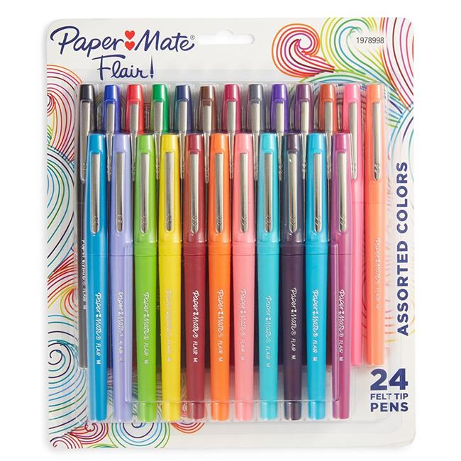 Papermate 1978998 0.7 mm Point Guard Flair Bullet Point Stick Pen  Assorted C...