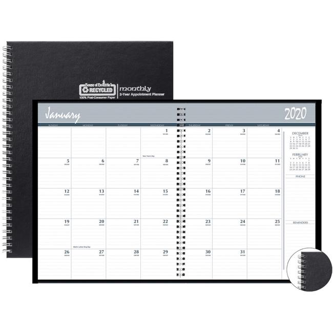 House of Doo HOD262092 Monthly Calendar Planner 2 Year Black Hard Cover - Bei...
