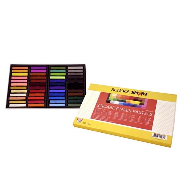 Pacon 1594961 School Smart Square Chalk Pastels  Assorted Colors  Set of 48