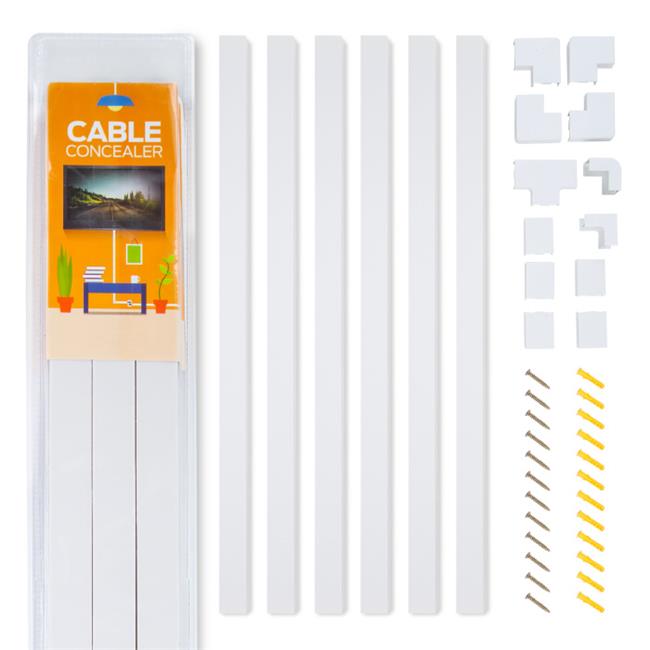 Trademark Cable Concealer On-Wall Cord Cover 6 Raceway Kit  White