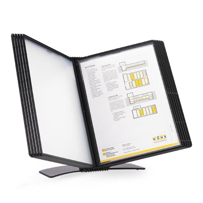 Tarifold EZD771 Easy-Load Desk Display Unit with 10 Display Pockets Black