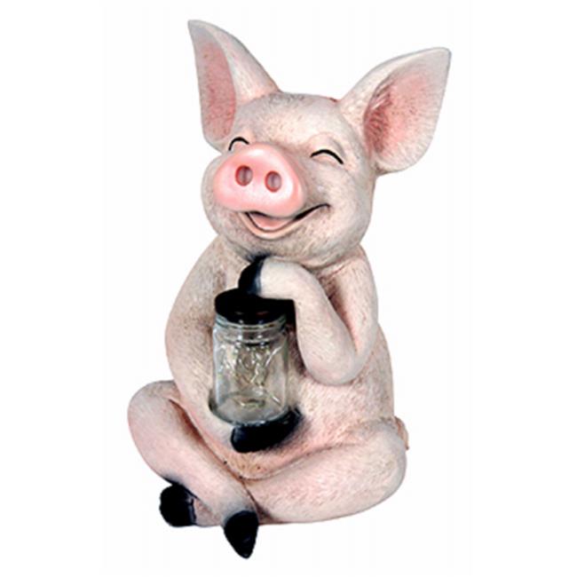 Exhart Environmental Systems 247541 Solar Pig with Firefly Jar Statue
