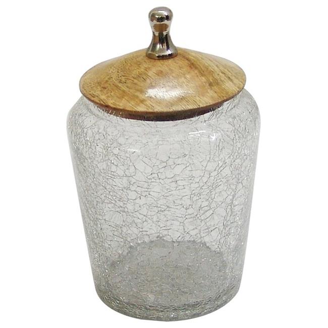 Nu Steel GC-5407-S Crackle Glass Canister with Wooden Lid - Small