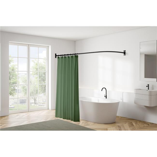 Utopia Alley LR1BK Rustproof Wall Mounted Aluminum L-Shaped Corner Shower Cur...