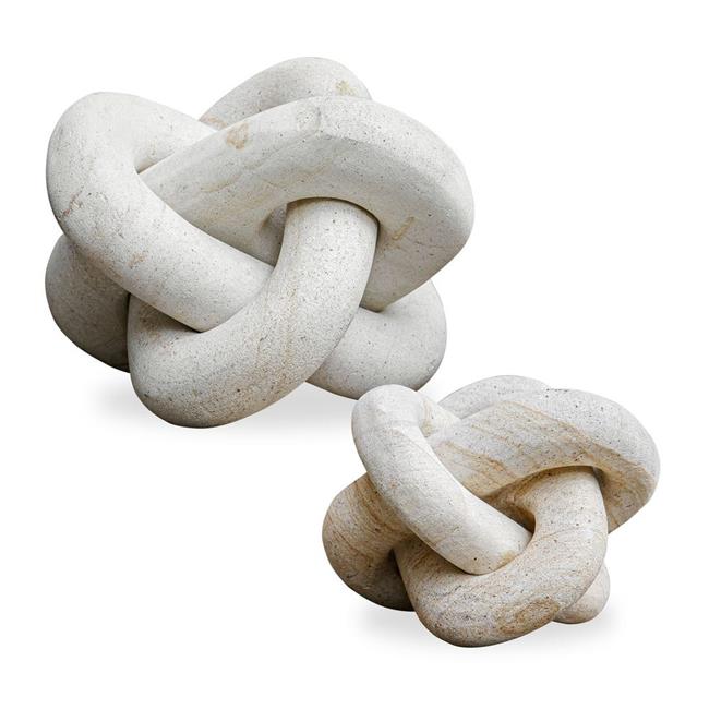 Uttermost 17127 7 x 7 x 7 in. Limestone Link Sculptures Brown & White - Set of 2