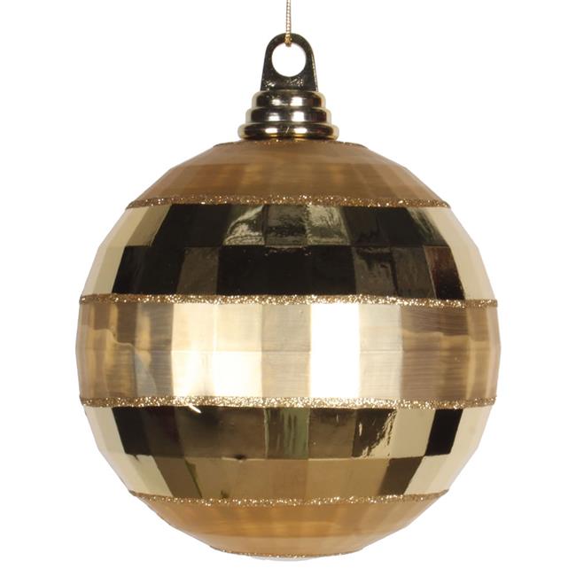 Vickerman M151608 Gold Shiny Matte Mirror Ball Ornament  5.5 in.