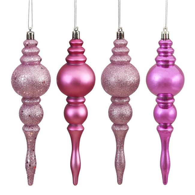 Vickerman N500245 Mauve 4 Finish Assorted Finial Ornament - 7 in. - 8 Per Box