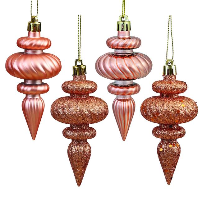 Vickerman N500058 Rose Gold 4 Finish Assorted Finial Ornament - 4 in. - 8 Per...