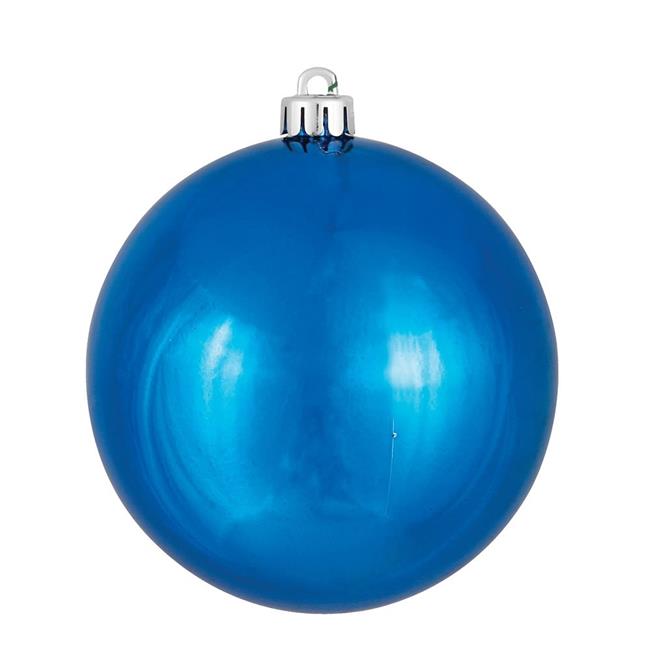 Vickerman N591002DSV Blue Shiny UV Drilled Ball Ornament  4 in. - 6 per Bag