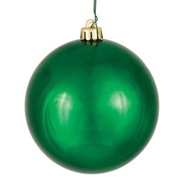 Vickerman N591524DSV Emerald Shiny Drilled Ball Ornament  6 in. - 4 per Bag