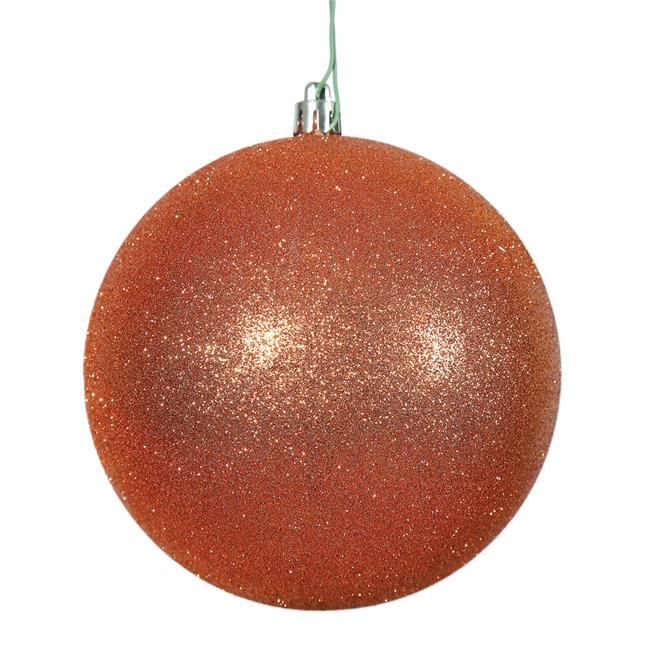 Vickerman N592018DG Burn Orange Glitter Drilled Cap Ball Ornament  8 in.