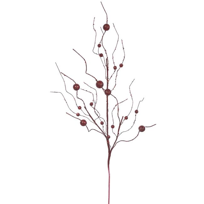 Vickerman QG164305 Burgundy Ball Glitter Spray - 37 in. - 6 Per Bag